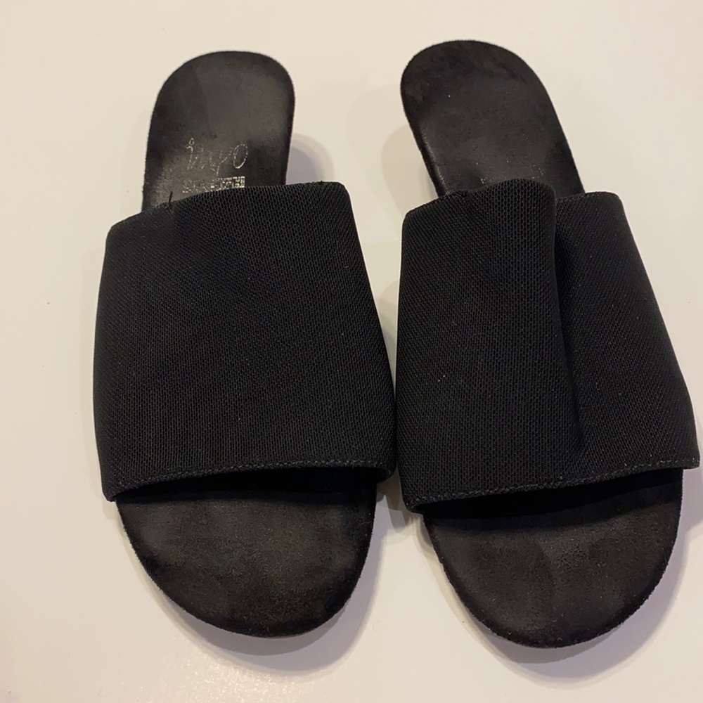 Ladies black slide sandals